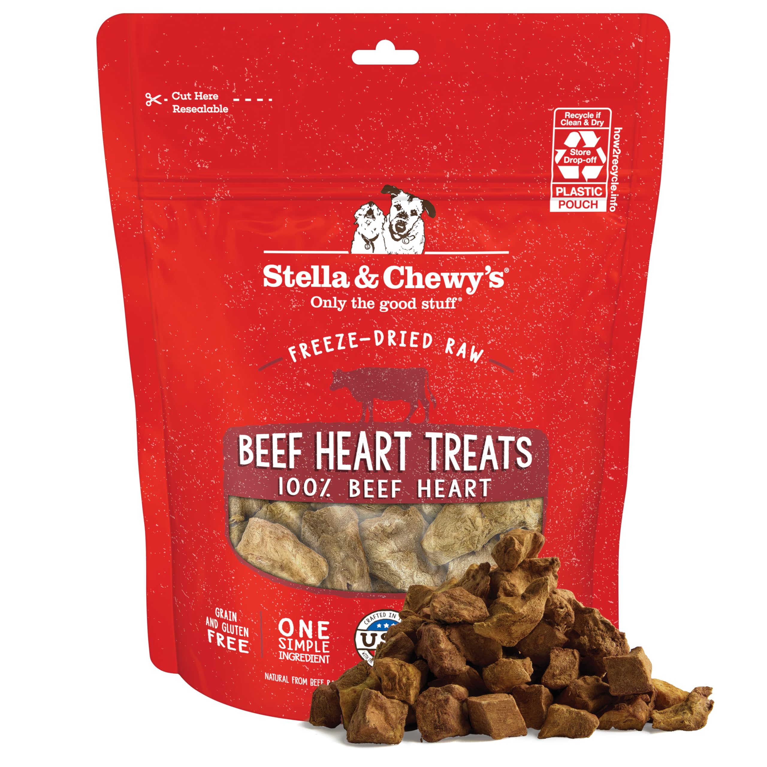 Stella & Chewy's Freeze-Dried Raw Beef Heart Treats for Dogs 3 ounce,All Life Stages