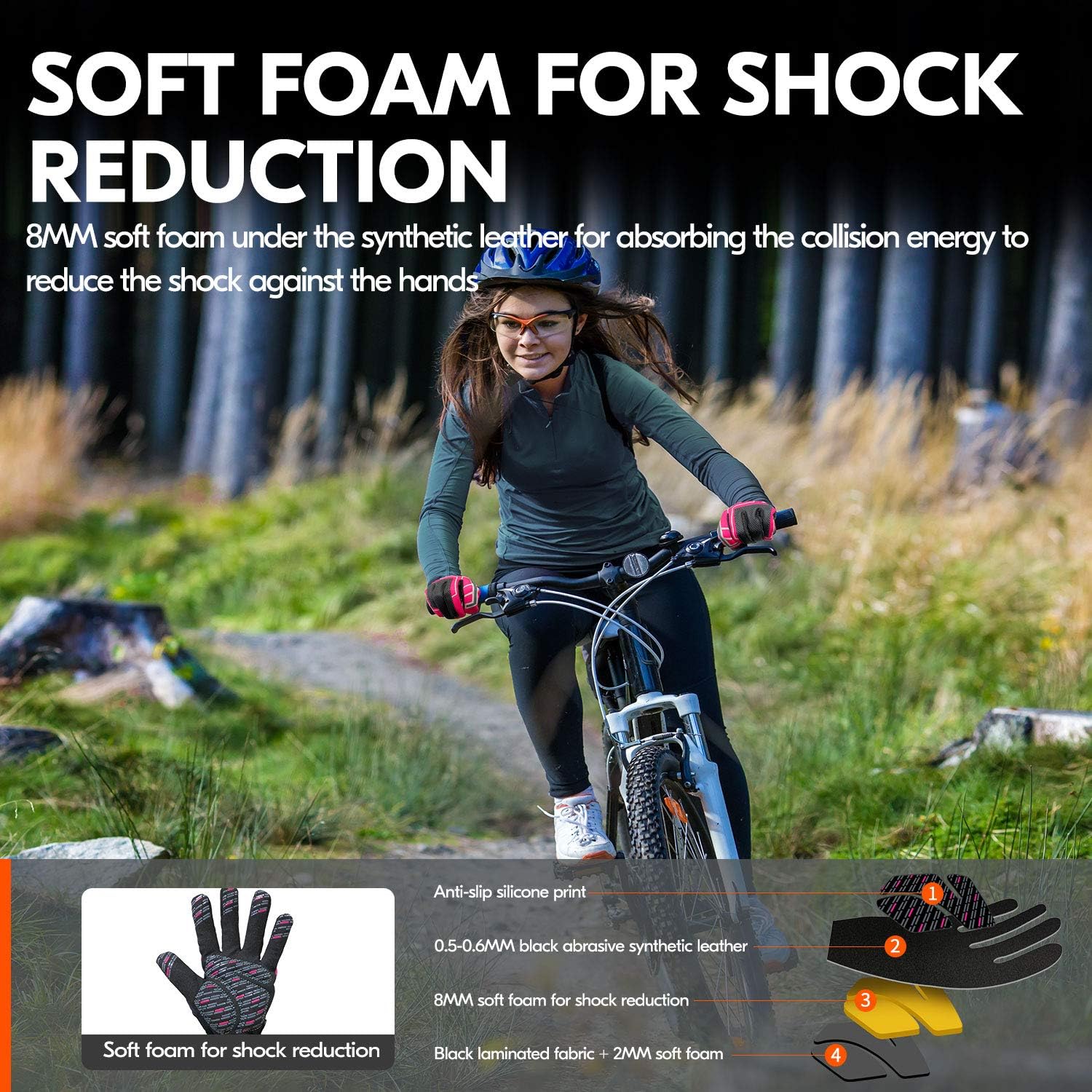 Vgo... Kids & Youth 41℉ or Above Synthetic Leather Cycling Gloves w/Polar Fleece, Memory Foam for Impact Absorption (SL2505) : Sports & Outdoors