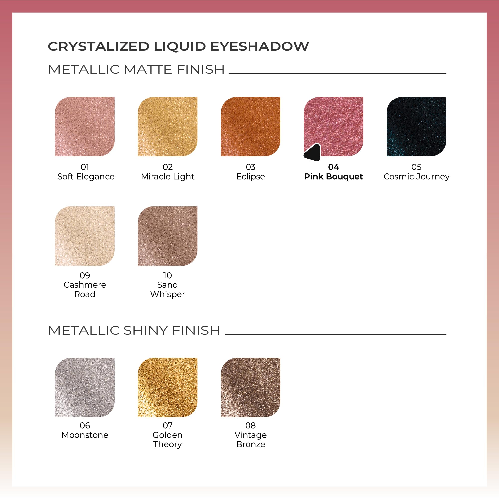 Note Cosmetics Crystalized Liquid Eyeshadow Likit Metalik Göz Farı, 04 Pink Bouquet