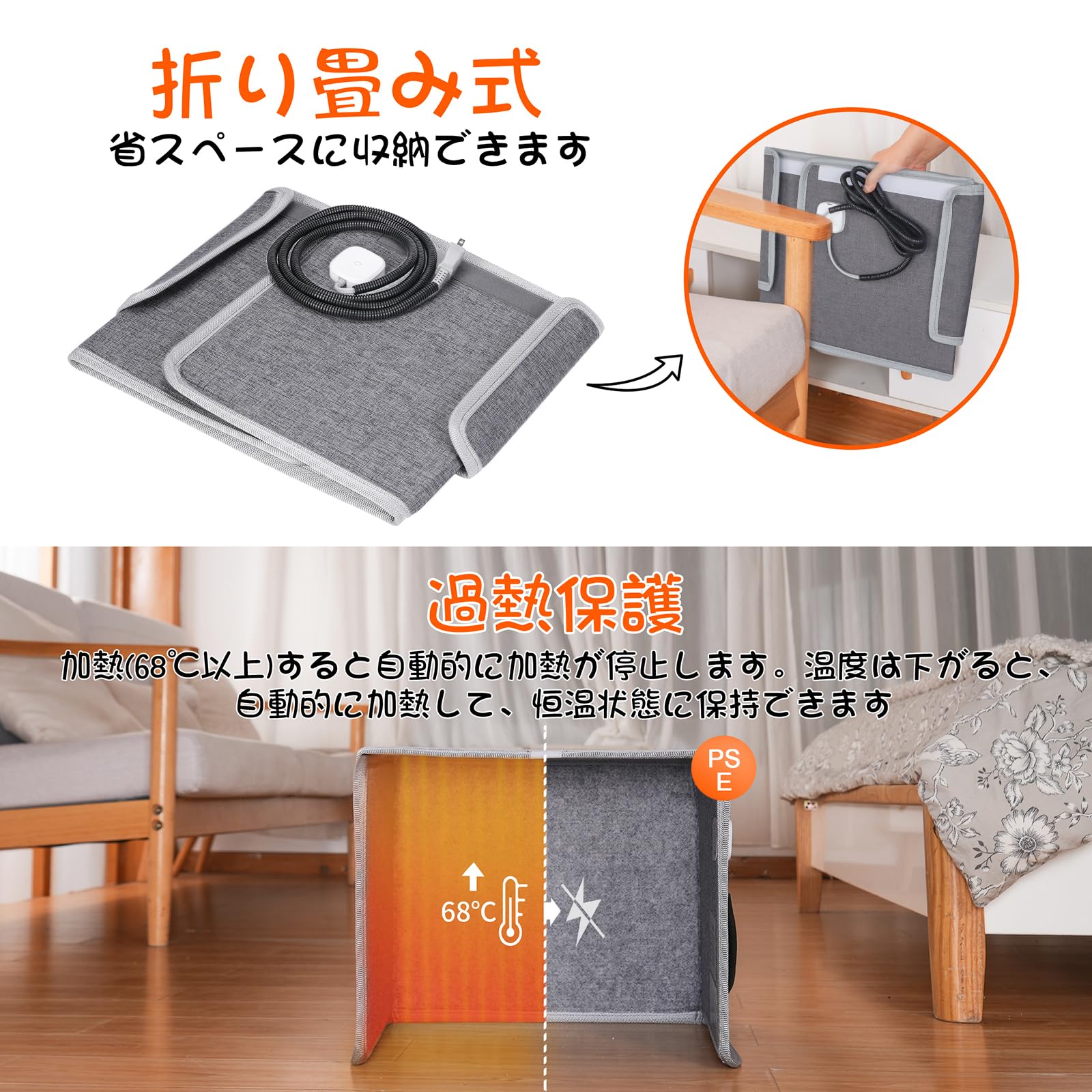 Amazon | パネルヒーター Ninonly 足元用 ペット用 3段階温度調節 6H