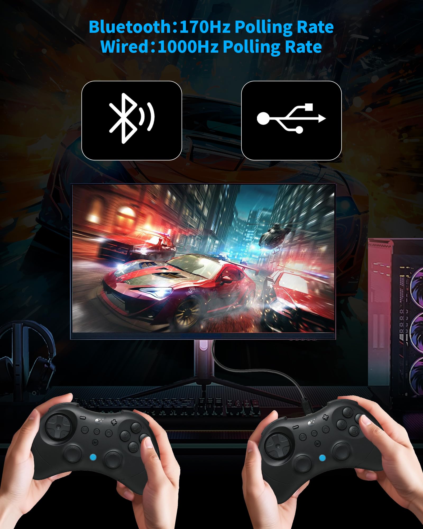 GuliKit Elves 2 Pro Wireless Controller für Switch/Switch 2/PC/Android/iOS, Bluetooth Controller mit Hall Effekt Joystick, 1000Hz Abtastrate, Magnetischem Vibrator, Super Haptik, Rotary Rumble,Schwarz | Für Switch/Switch 2, PC, Android & iOS, 1000Hz Polli