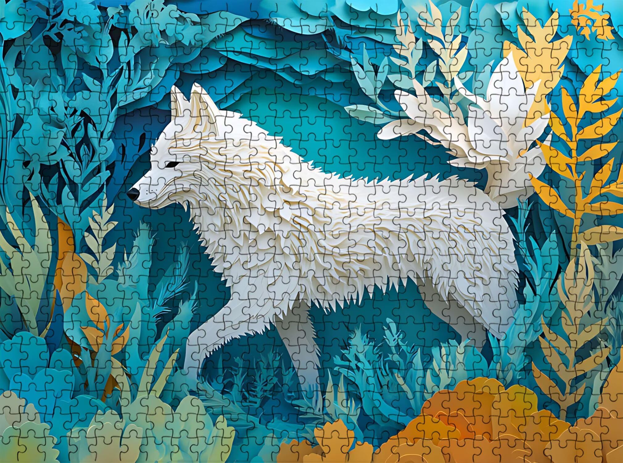 Lupo astratto Puzzle 4000 Pezzi per Adulti, Puzzle in Legno - Collezione Classica con Poster Incluso - Sfida di Concentrazione e Passatempo Antistress, Gioco Educativo per Famiglia, 141 x 87 cm f0-603