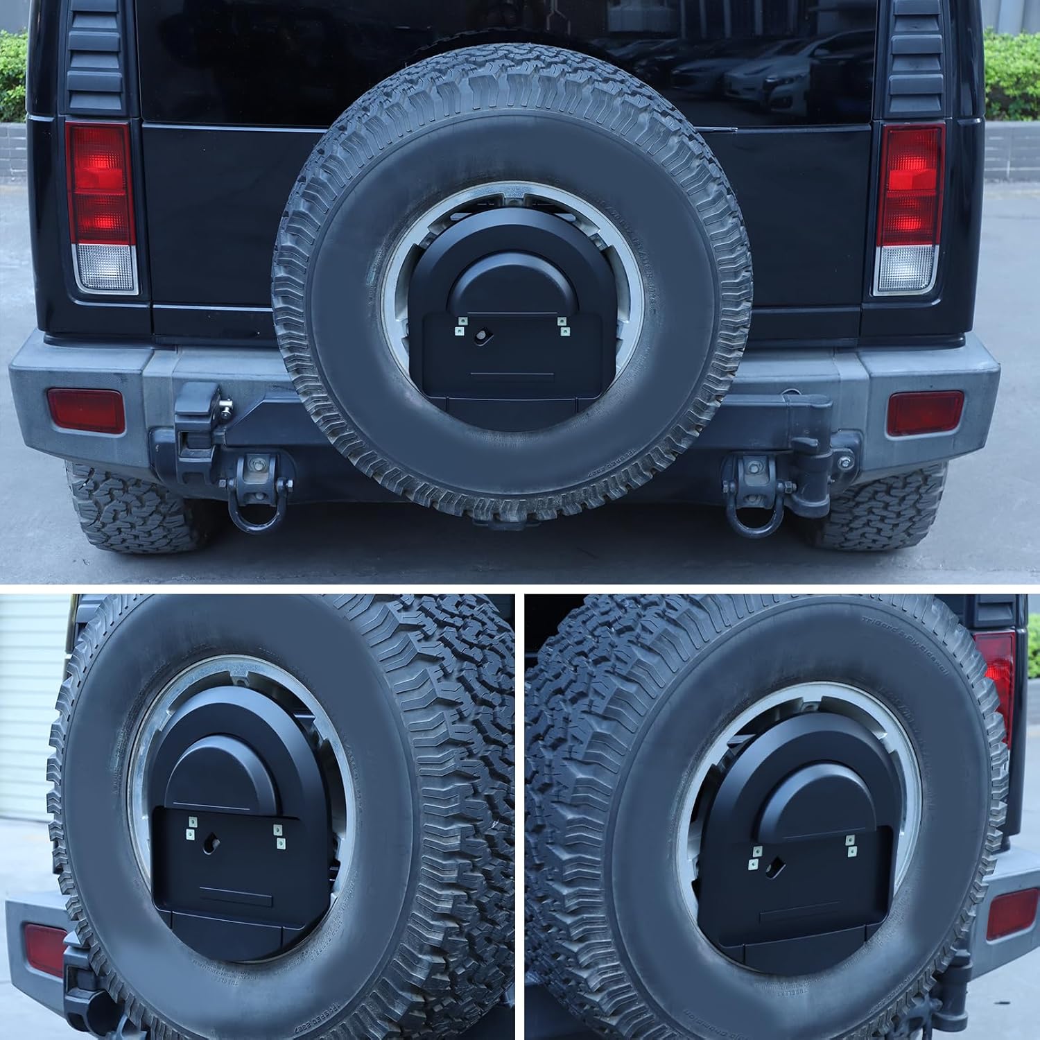 Spare Tire License Plate Frame for Hummer H2 2003-2009 Accessories, Back Spare Wheel Stowage Cover Tag Holder, Rear License Plate Mount Bracket Replacement OEM: 25782333 (Matt Black+Matt Black)