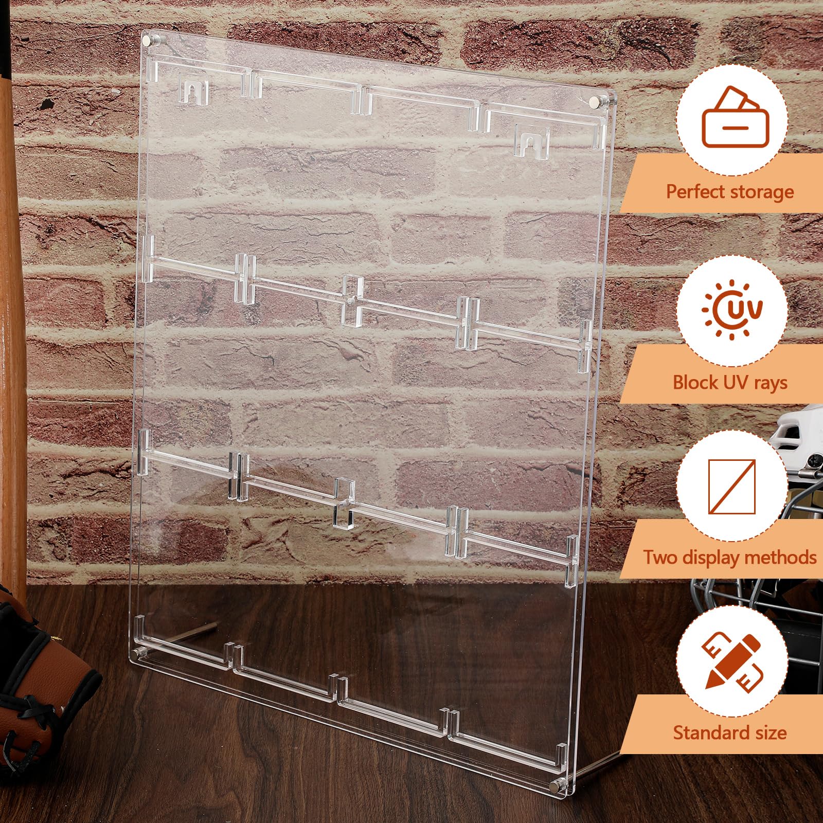 Wonderjune Acrylic PSA Slab Card Display Case 12 Graded Baseball Card Display Frame Clear View UV Protection Sports Wall Cabinet Holder for Wall Mount Desktop Hockey Basketball Football Lover Gift