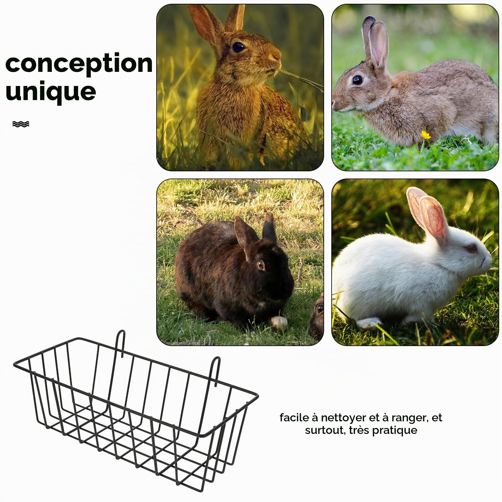 UKCOCO Râtelier À Foin Lapin 9.06X4.53X3.94 Pouces Distributeur Portable Facile À Nettoyer Support De Foin pour Lapins Et Petits Animaux