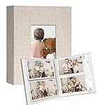 Vienrose Small Photo Album 4x6 holds 200 Photos 2 Pack, Mini Baby Photo Album Linen Cover for Gifts Wedding Family, Beige