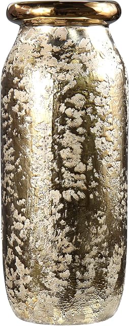 Oairse Vintage Gold Vase for Flowers, Tall 38CM Ceramic Skinny Flower Vase For Decorative Wedding Party Home Table Centerpieces Mantel Bookshelf Living Room Bedroom Decor