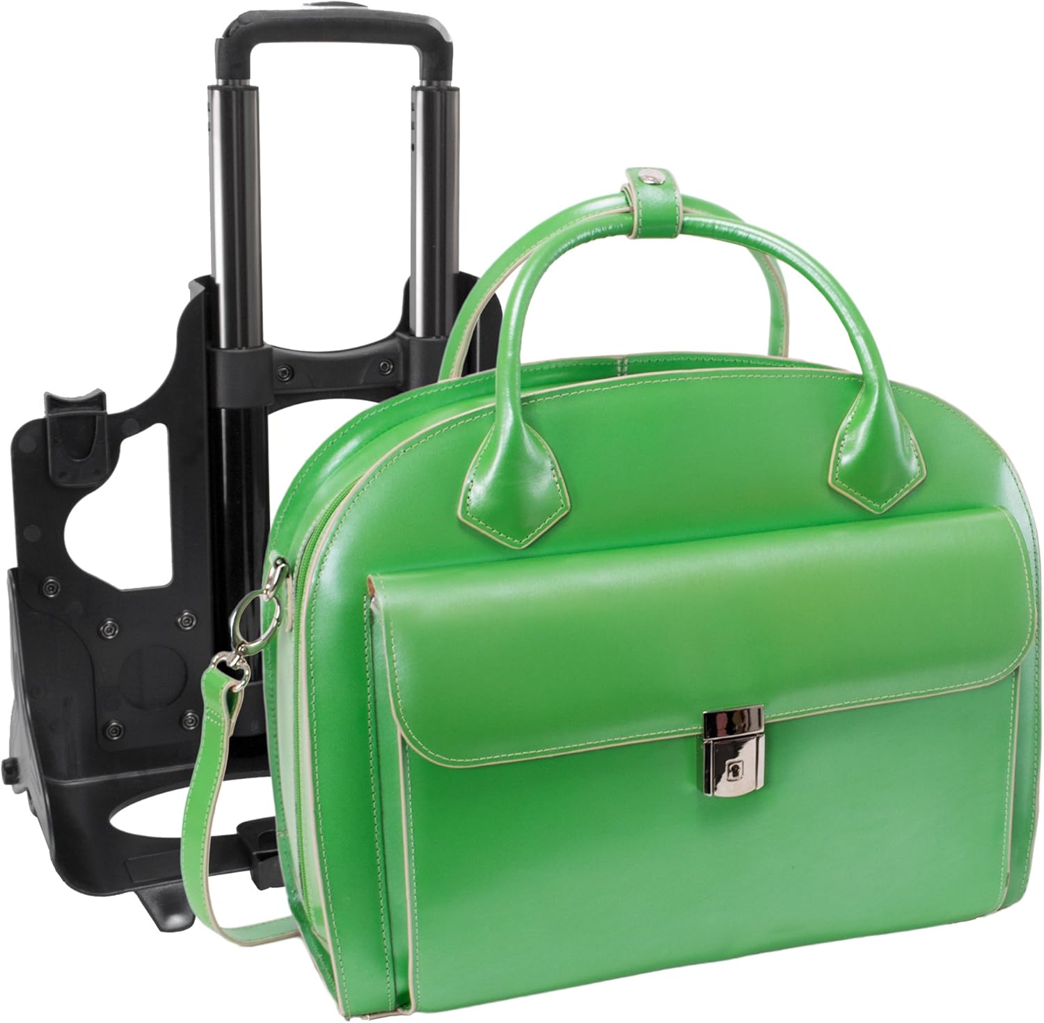 Best Deal McKleinUSA W Series, Glen Ellyn, Top Grain Cowhide Leather, 15 Leather Patented Detachable -Wheeled Ladies' Laptop Briefcase, Green (94361), 18 L x 9 W x 14 5 H