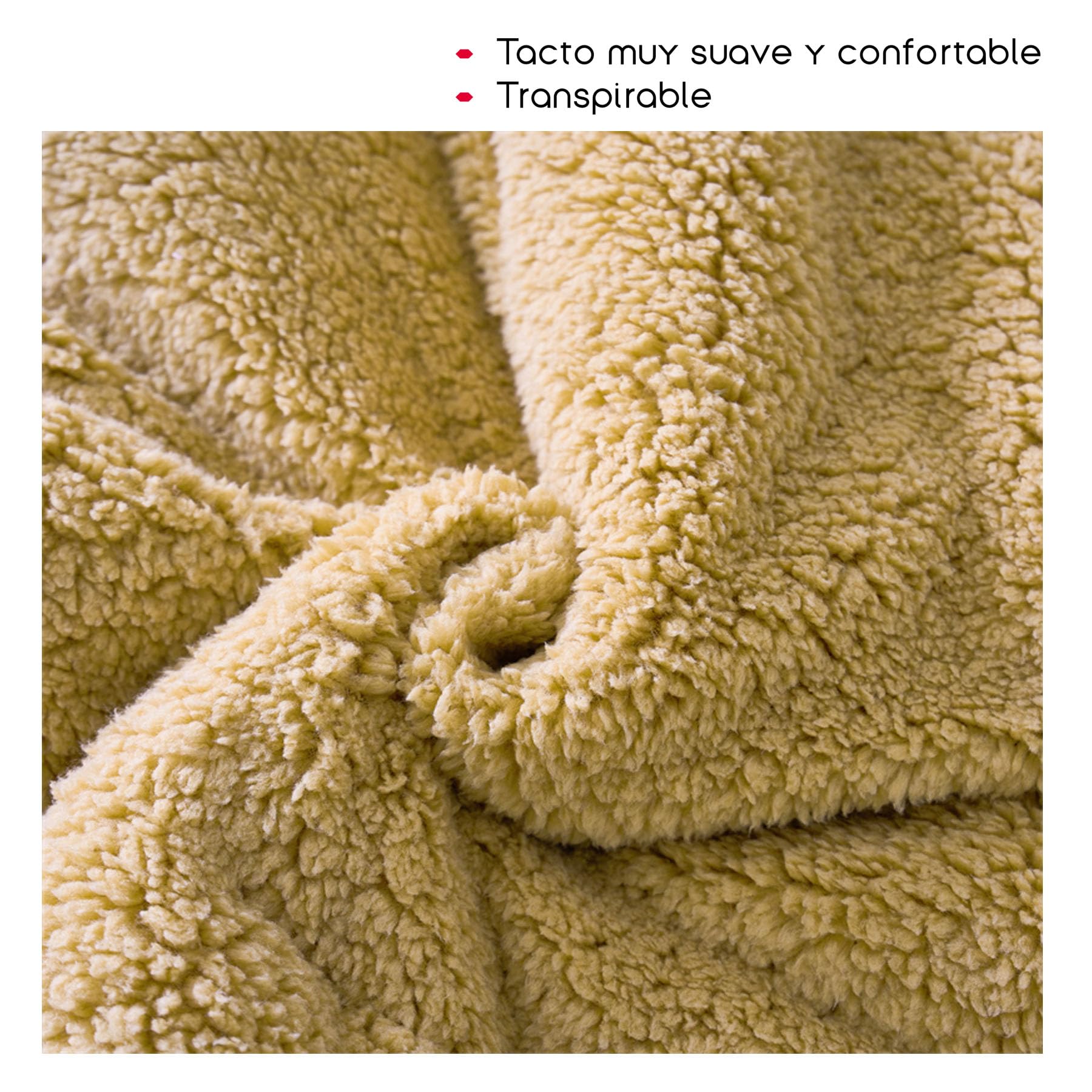 TIENDA EURASIA – Edredón Borrego Raya | 100% Poliéster y Sherpa Polar Extra Suave | Incluye Funda | Edredón Cama 135/150 2 Fundas (Beige)