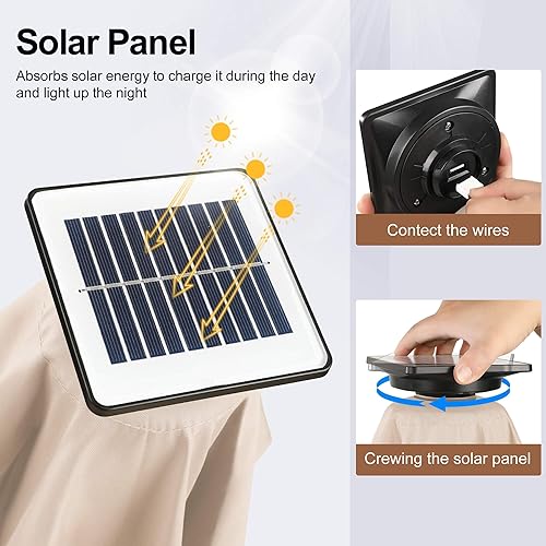 Miniatura 4 de FLAME&SHADE 11 ft Solar Powered Outdoor Market Patio Table Umbrella with LED Lights and Tilt