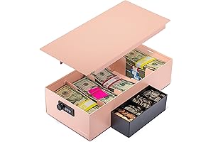 Volcora Compact Cash Box Organizer in Eye-Catching Pink