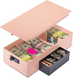 Volcora Geldkassette – 38,1 x 19,1 x 10,2 cm große Geldkassette mit 5 Fächern – Geldscheinfach und Münzschlitz mit Zahlenschloss für Kassenregister, Kiosk, Einzelhandel, persönliche und geschäftliche