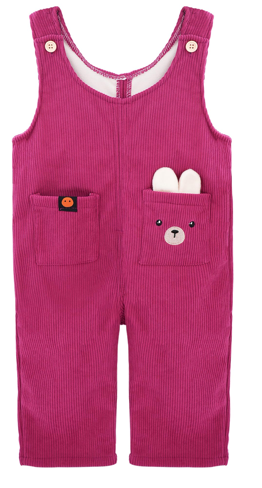 Happy Cherry - Bebé Pantalones de Peto de Pana Niño Niña Overol Pana Invierno con Forro Infantil Mono Vintage Caliente Pantalón de Tirantes con Bolsillos para Primavera Otoño - 6 Meses - 5 Años