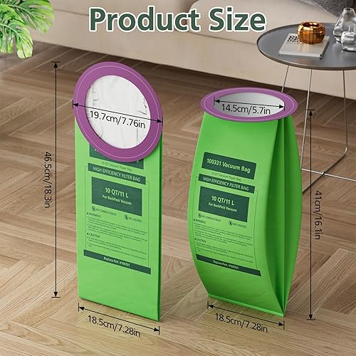 Miniatura 6 de Paquete de 16 bolsas de vacío 100331 de repuesto compatibles con aspiradora ProTeam de 10 cuartos de galón, para Coachvac, Super Coachvac, Megavac,