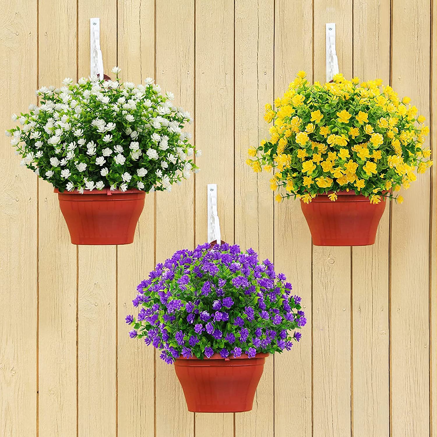 8 Pezzi Fiori Finti Artificiali Arbusti Piante Fiori Artificiali Resistenti ai Raggi UV Arbusti Verdi Artificiali Decorazione per Giardino Finestra Decorazione per Matrimoni Feste (Bianco)
