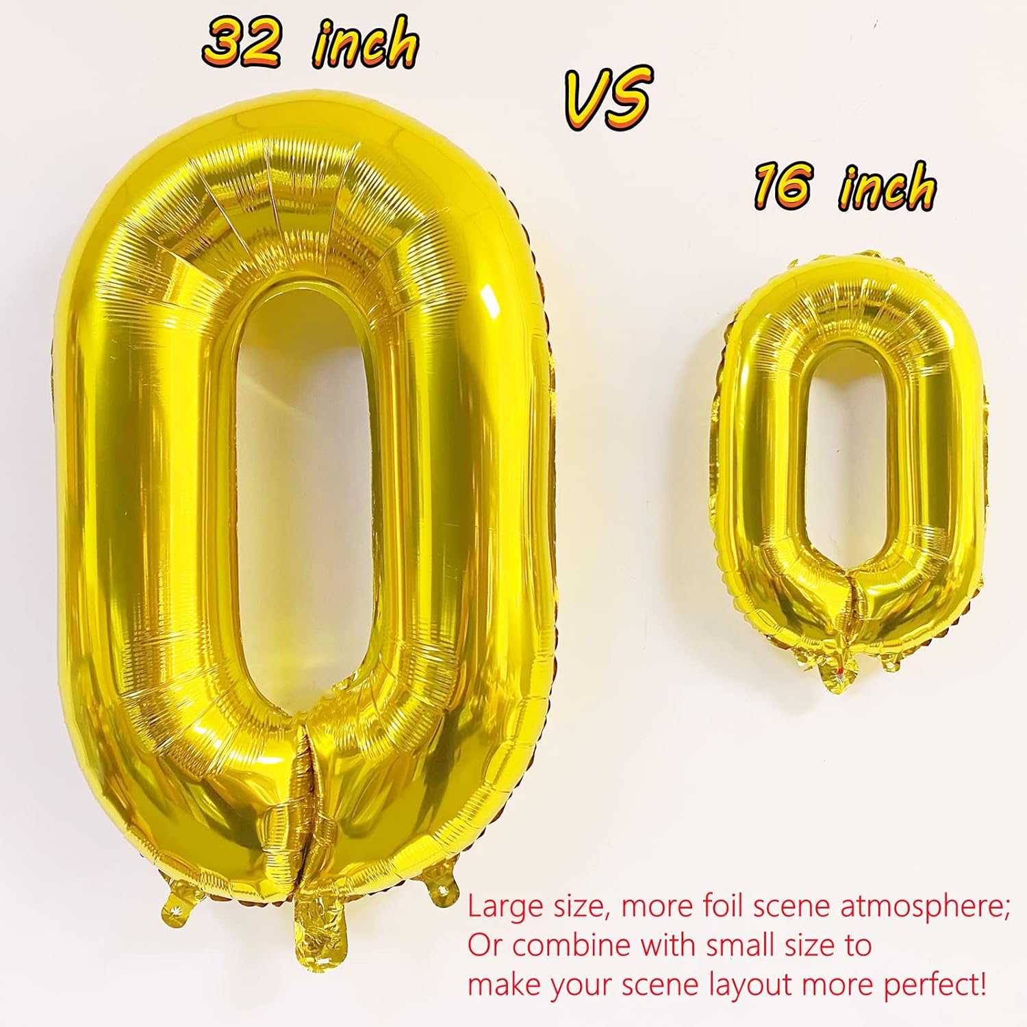 Foil Chain Balloons Jumbo Chain Balloons for 80s 90s Party Decorations Giant Balloon Chain Balloons Gold (Gold, 32 inch)