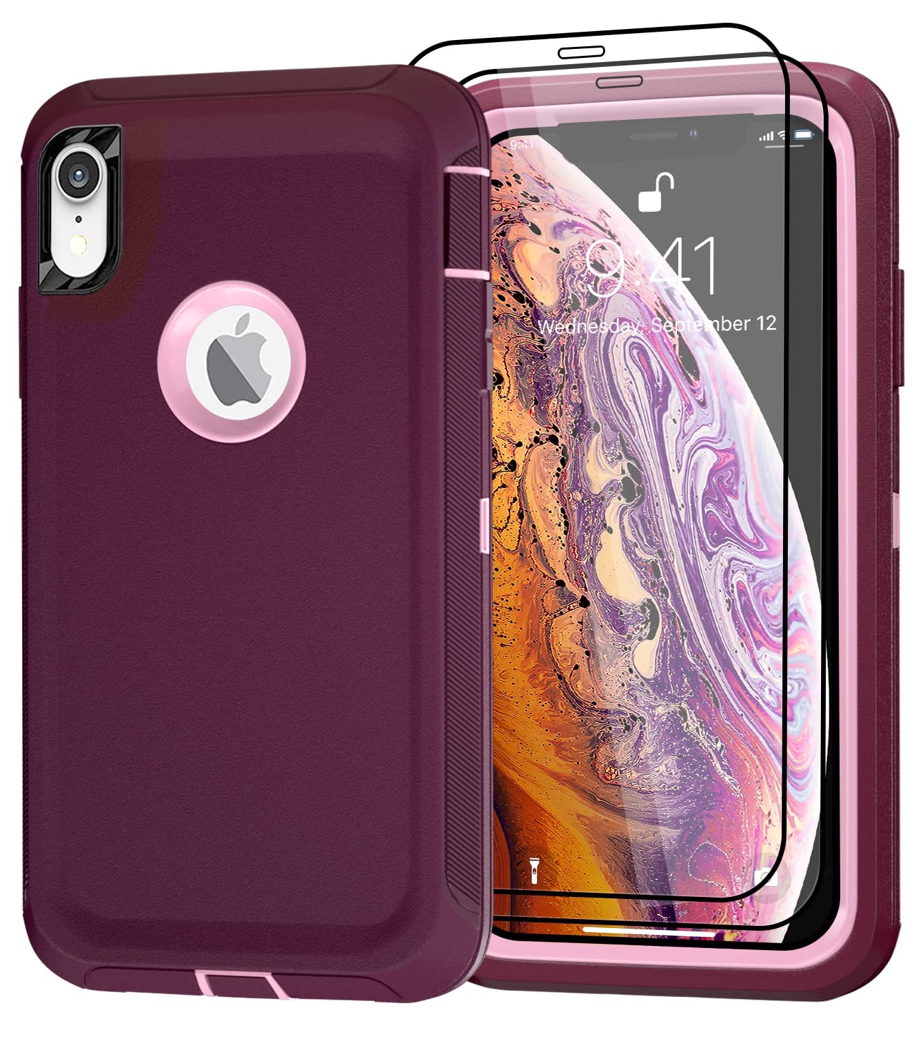 Case for Apple iPhone X/XS Case with 2 Screen Protector, Heavy Duty Full Body Shockproof Military Grade Cover, 3 in 1 Drop Protection Phone Case 5.8"