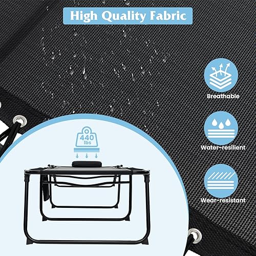 Miniatura 5 de GYMAX Silla de descanso para exterior, 440 libras, 27.5 pulgadas, silla plegable de gran tamaño para tomar el sol de playa con respaldo ajustable y