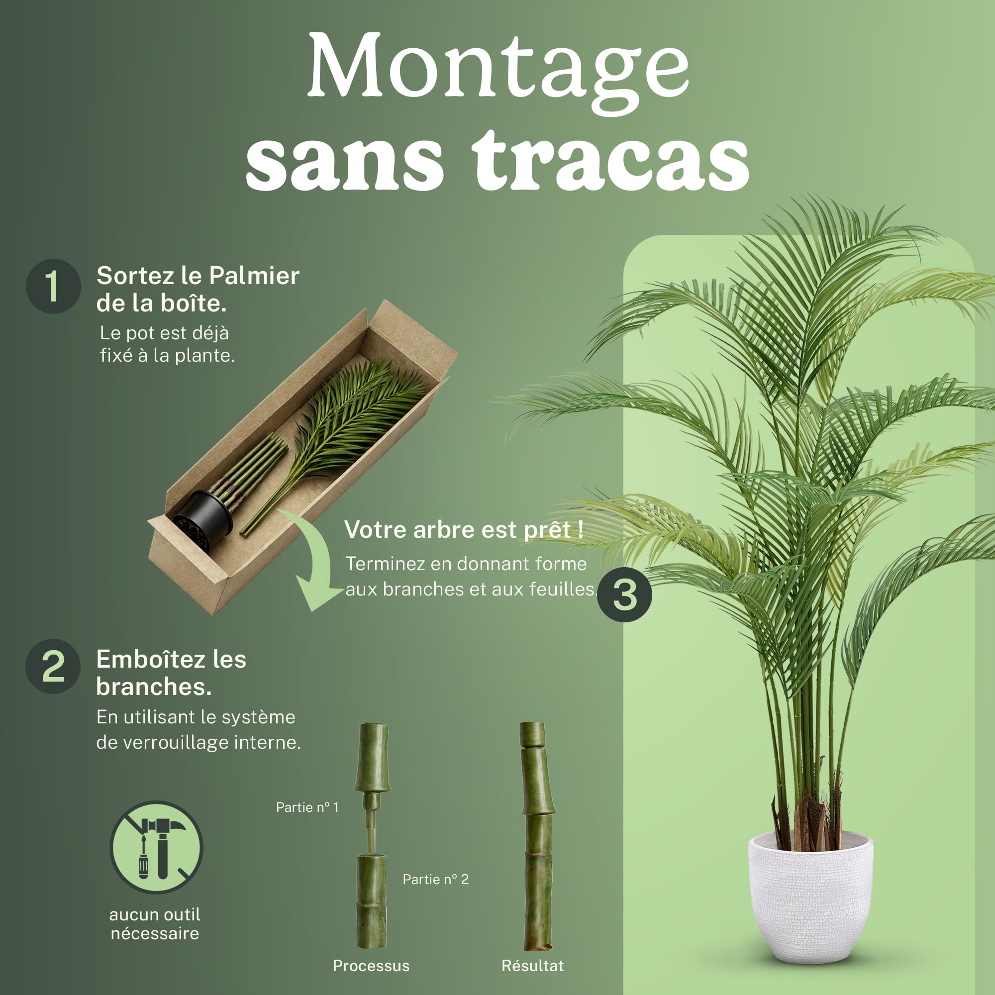 Maia Shop Palmier Areca Artificiel 180 cm - Faux Arbre d'Intérieur