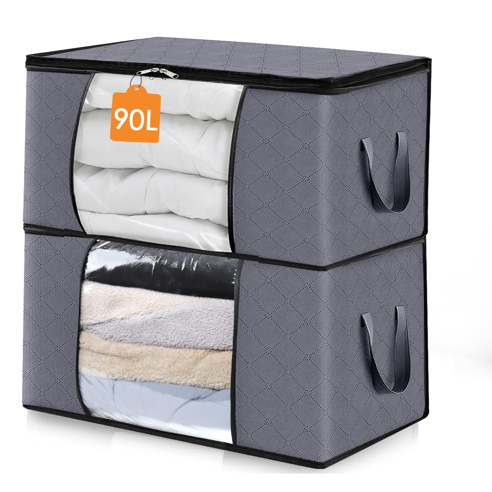 Opvouwbare opbergdozen kleding opbergtas organisator dikke stof voor dekbedden dekbed beddengoed opvouwbaar voor thuis, kantoor (kleur: grijs, maat: 70 x 50 x 30 cm