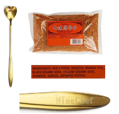 NineChef Brand Spoon Plus Japanese Shichimi Togarashi (los pimientos japoneses más populares surtidos de chile) House Togarashi 10.58oz