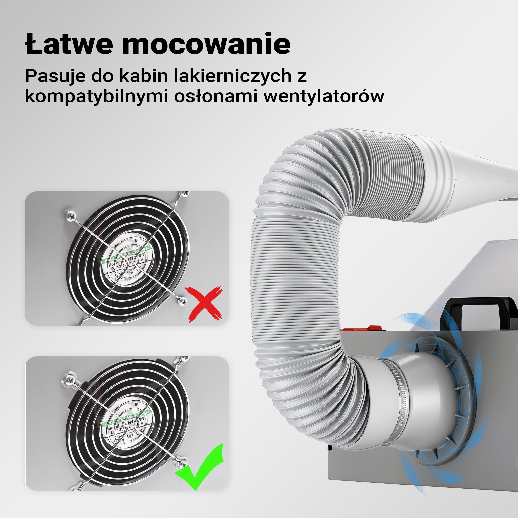 Wiltec Rura wentylacyjna do aerografu o średnicy 105 mm, wąż z regulowaną długością od 0,7 – 1,7 m rura wywiewna do kabiny lakierniczy