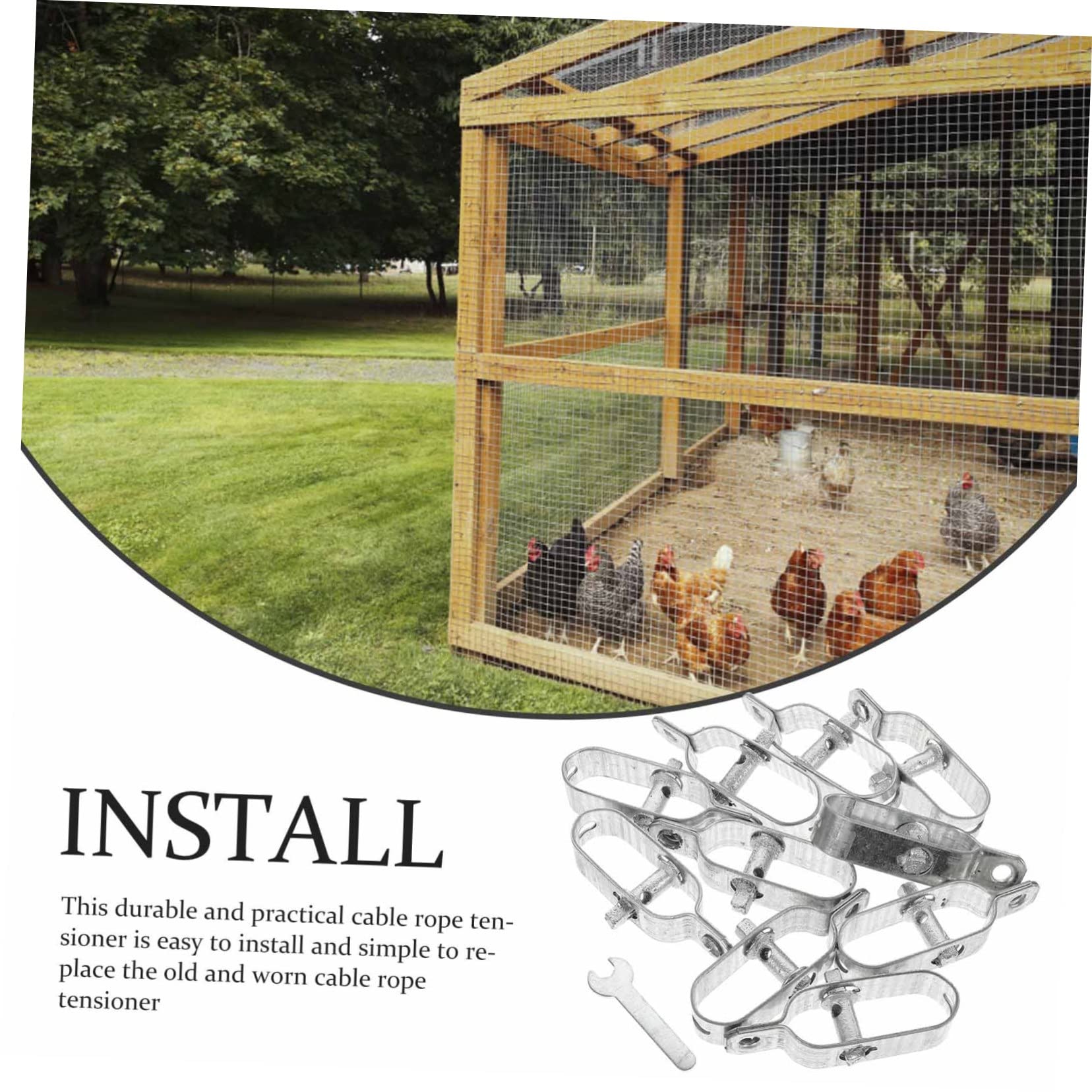 10 Pièces Tendeur de Câble Acier Lot de Tendeurs pour Ajustement de Tension Accessoire pour Clôtures et Câbles