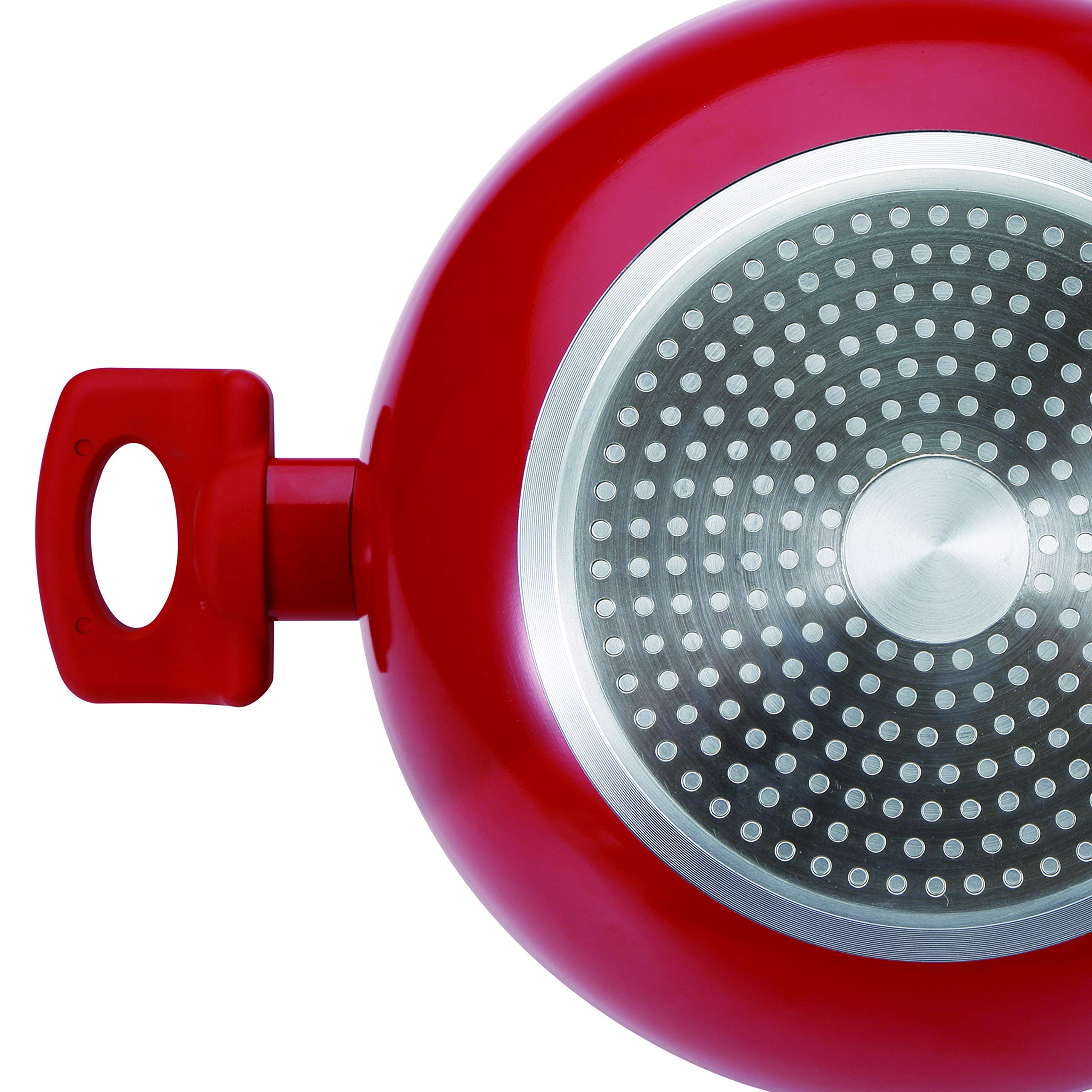 BERGNER Bellini Plus Press Aluminium Kadai with Glass Lid, 28 Cm Induction Base, Red - Image 5 thumbnail