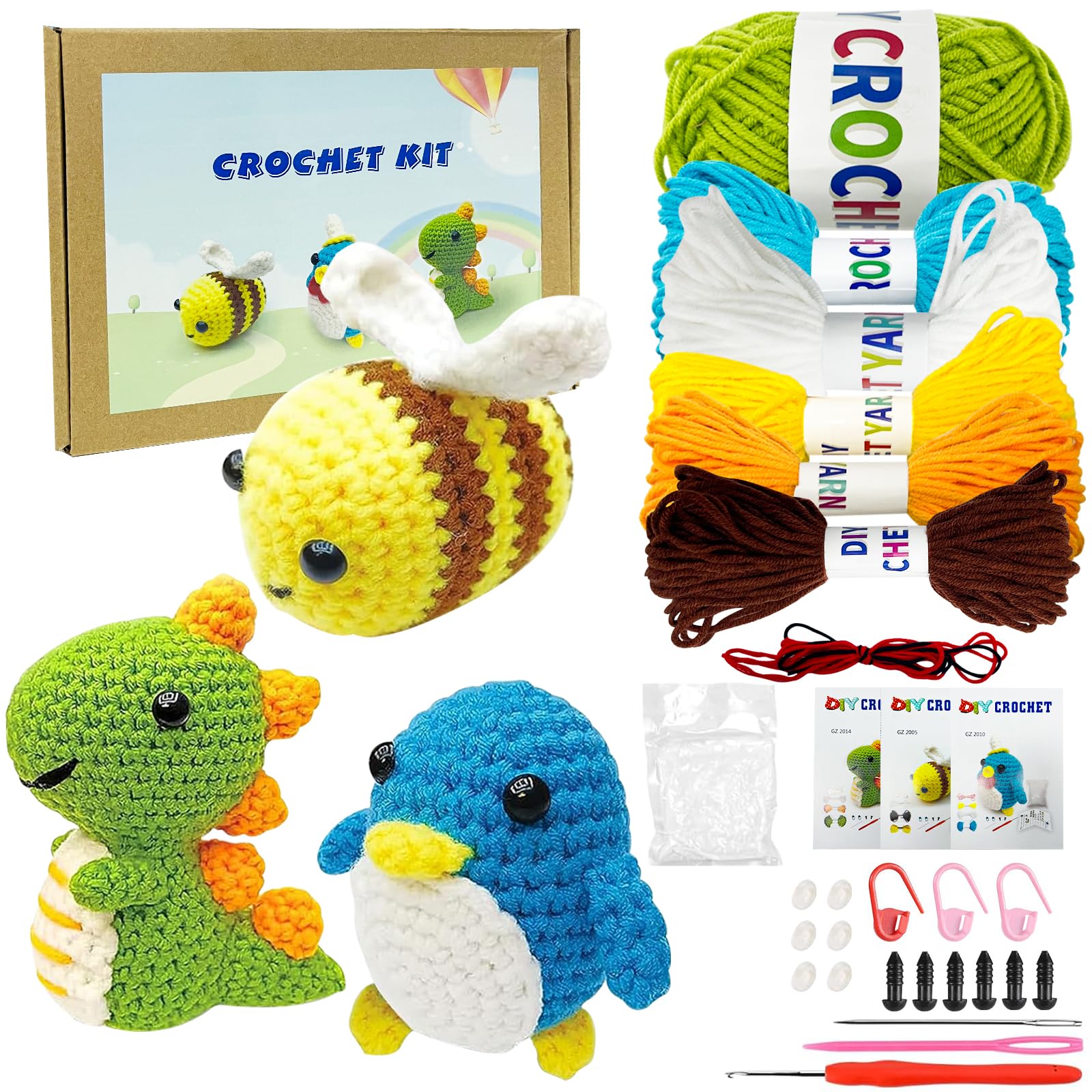 Kit Uncinetto Per Principianti - 3 Animali (Unicorno, Elefante, Arcobaleno) Con Tutorial - Foto 11