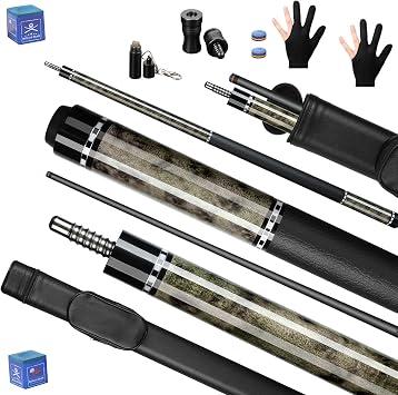 Kmise Carbon Fiber Pool Cue, 100% Carbon Fiber Shaft 58" Professional Low Deflection Pool Sticks for Adults Full Carbon Technology, 12.5mm Tip, 19-23oz, Professional Billiard Cue Stick