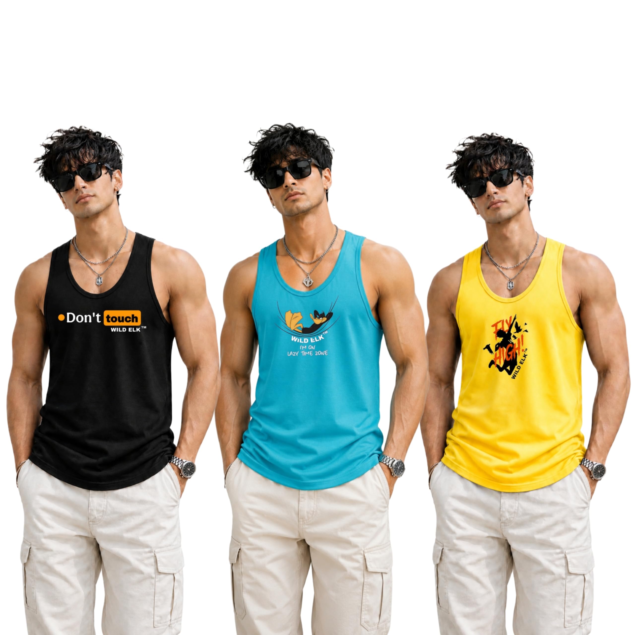 Tank Top Collection, sendow for Men | Sleeveless Gym Vest | Tank Top for Men's |Vest for Man Graphic Print Design, Beach, Casual Wear |Gym Vest for Men,Combo-picture-40