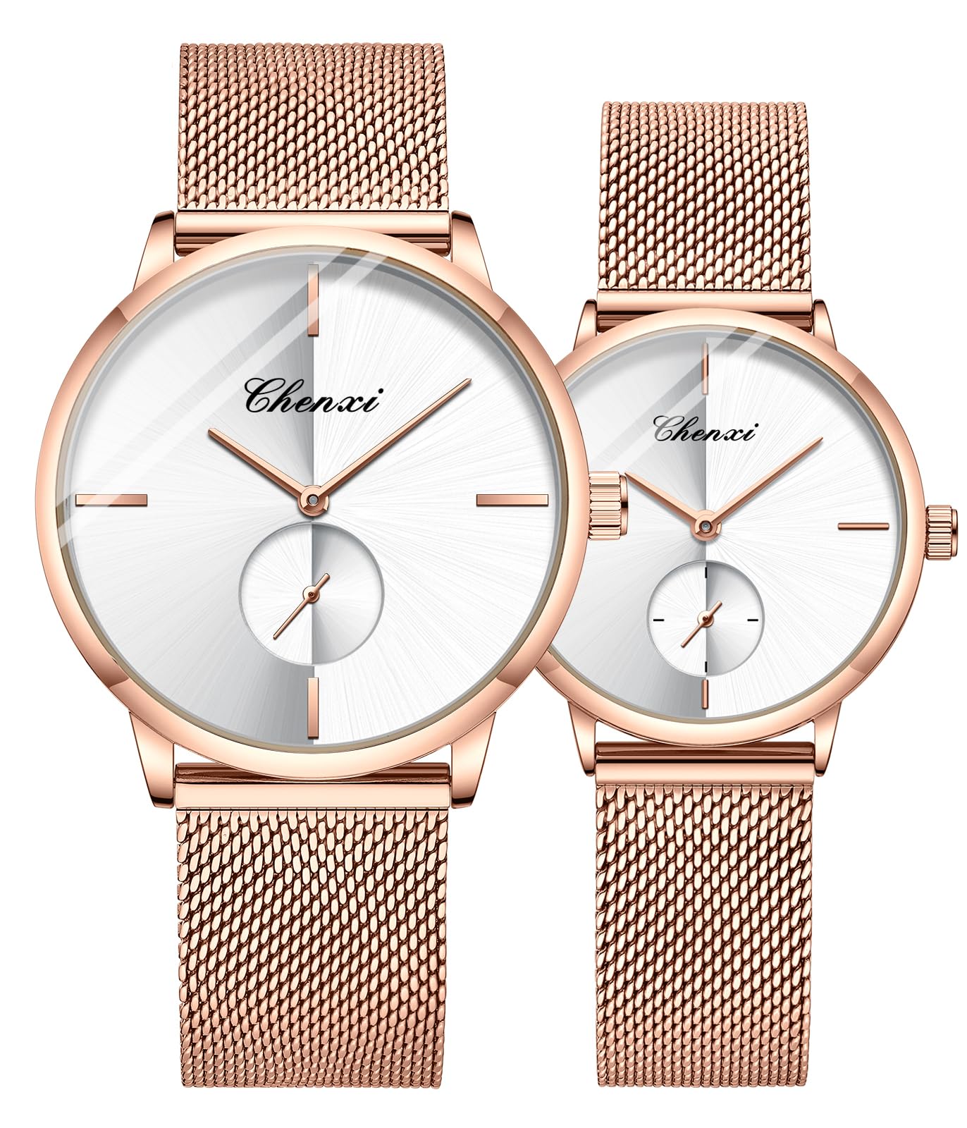 Couple Watches Men and Women Pair Quartz Watches Casual Stainless Steel Mesh Strap Fashion Watches