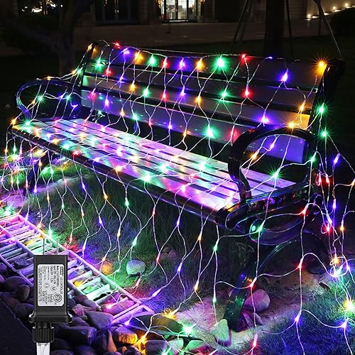 Luces de red de Navidad para exteriores de 12.5 x 5 pies, 390 LED con 8 modos, conectables, impermeables, temporizador, cadena de luces de malla