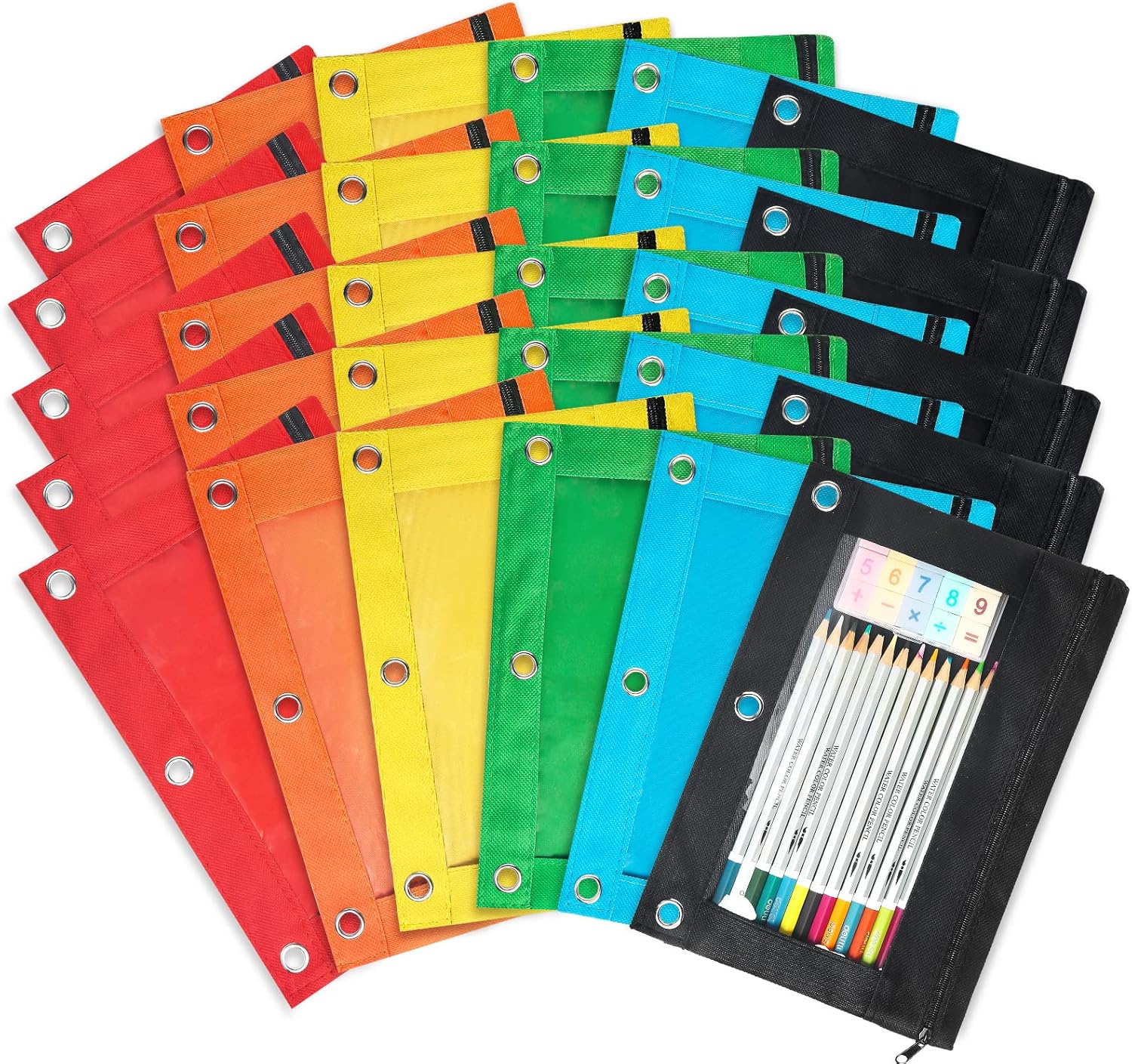 Shemira 30-pack 3-ring Binder Pencil Pouches with Zipper