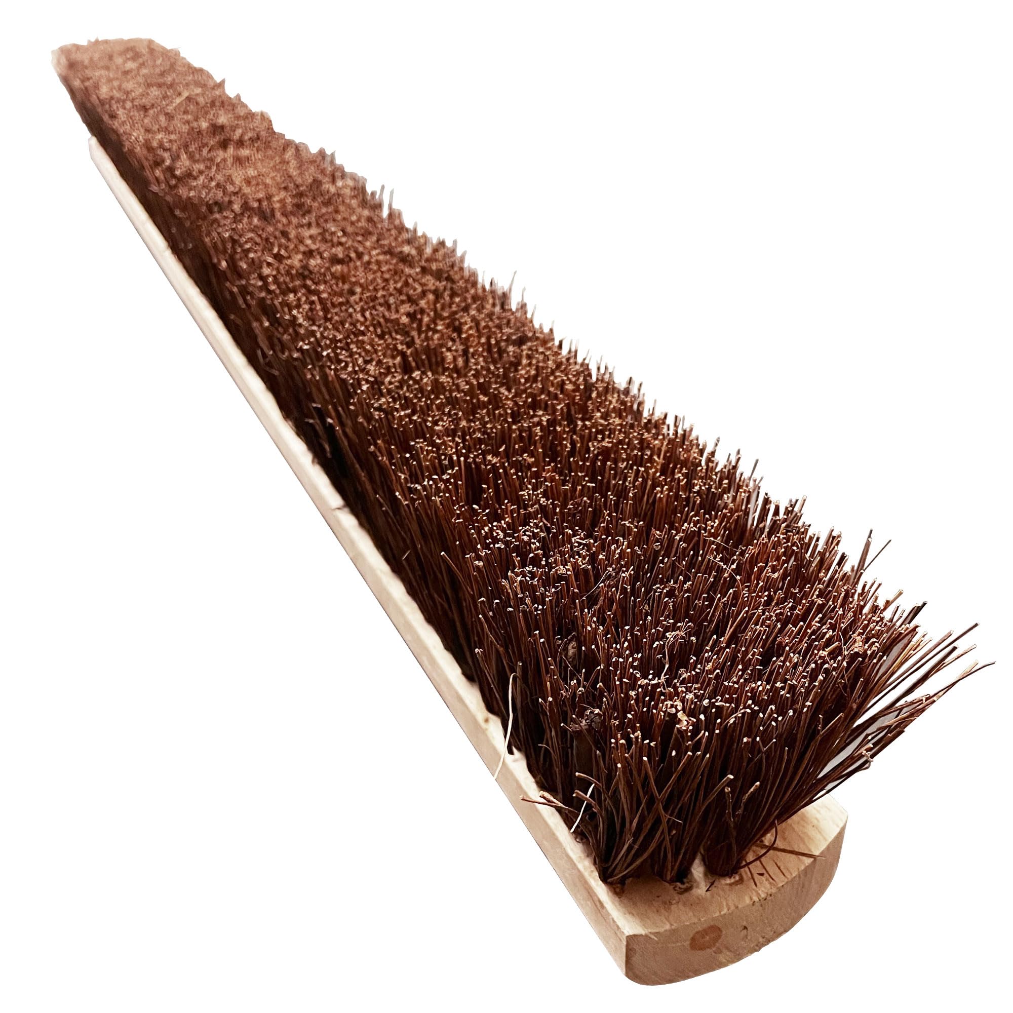 Newman And Cole Brown 36” Stiff Broom Outdoor Yard Brush Head With Natural Bassine Hard Bristle Brush Heavy Duty Yard Outdoor Garden Sweeping Broom