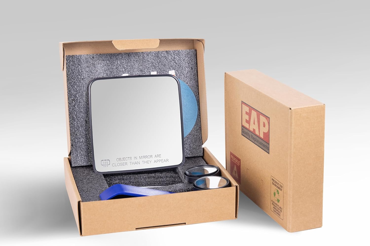 EAP Passenger Side Mirror Glass Compatible with Jeep Wrangler 2011-2017, Heated, 68125584AA 68125582AA 68125580AA 68079770AA 68078180AA