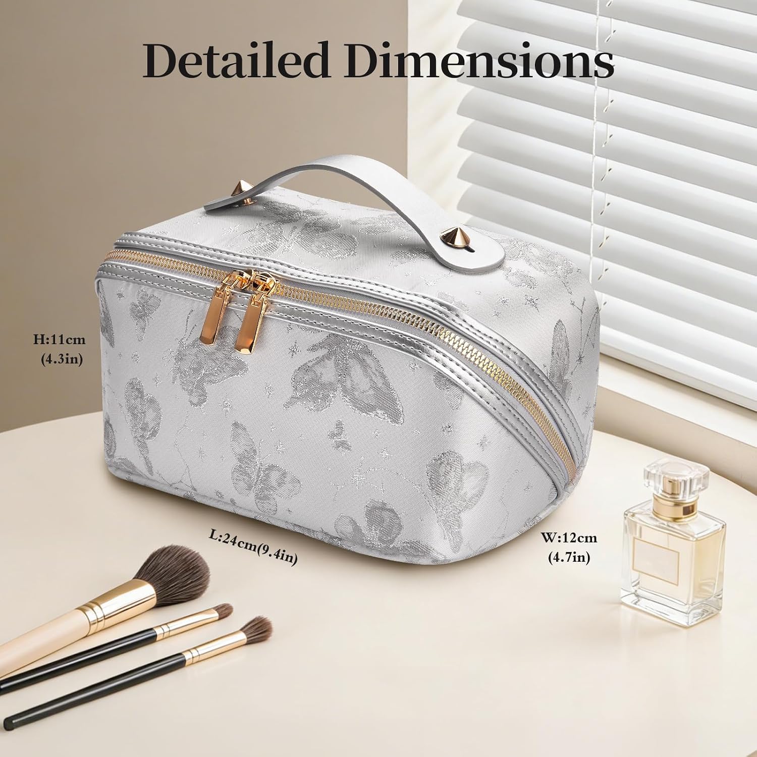 Abiudeng Travel Makeup Bag,Large Capacity Toiletry Bag Cosmetic Bags for Travel Essentials,Waterproof Portable Pouch Open Flat Makeup bag Organizer with Divider and Handle