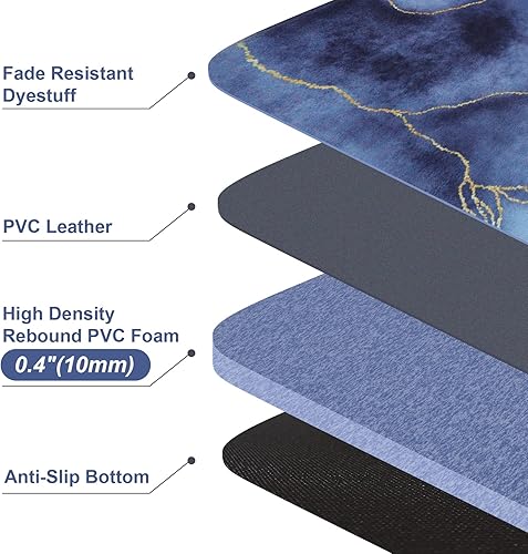 Miniatura 91 de MAYHMYO Juego de 2 tapetes de cocina antifatiga, diseño de mármol y azul, alfombrillas acolchadas y antideslizantes Azul,Azul y dorado,Marrón