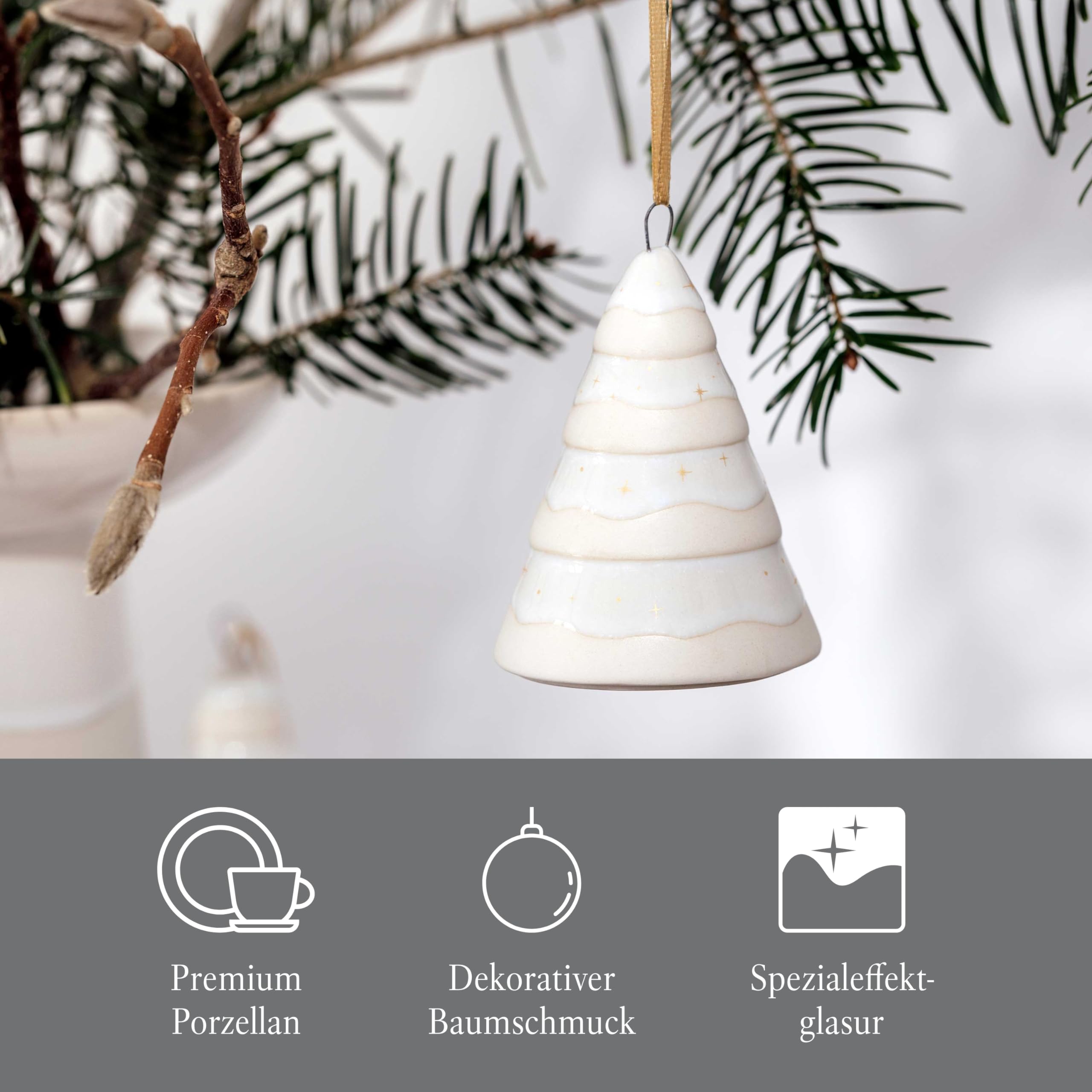 like. by Villeroy & Boch Winter Glow addobbo albero di Natale, 6x6x7,5 cm (Confezione da 2)