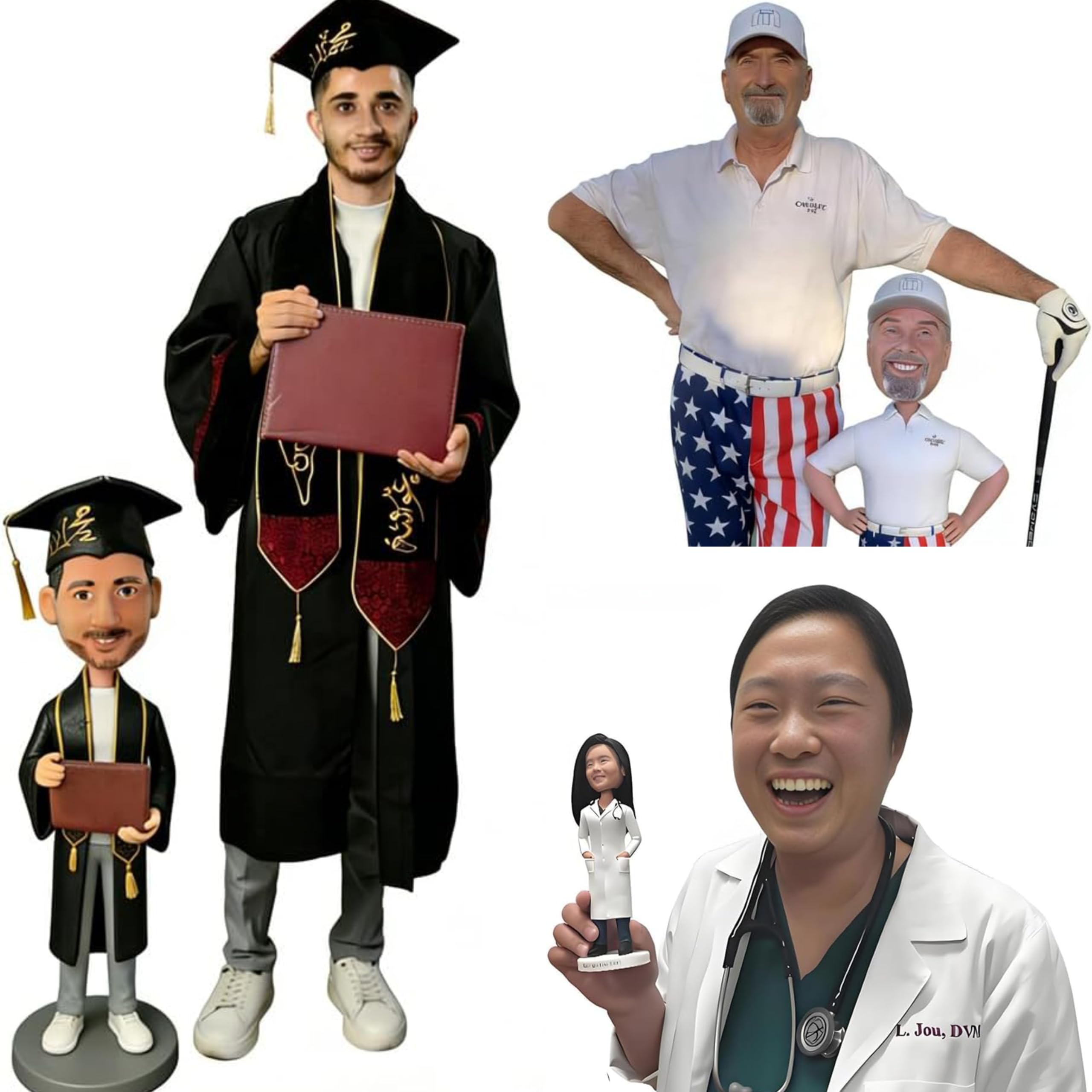 Female Doctor in White Coat Custom Bobblehead Bobble Head Figures Handmade Personalized Sculpture Gift for Women product thumbnail 5