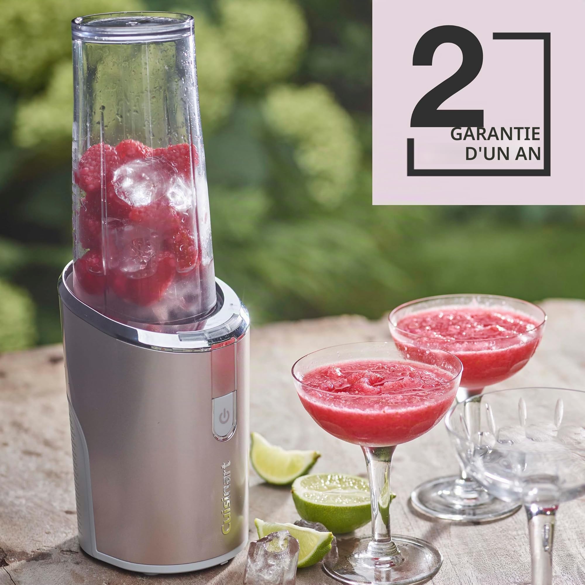 Cuisinart Blender sans fil 450 ml Bouteille de smoothie portable, broyeur à glace, frappe, milkshakes rechargeable par USB, tasse à mélanger portable sans BPA avec couvercle inclus