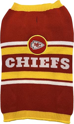NFL Kansas City Chiefs Jersey para Perro, Talla Extra Pequeño. Jersey abrigado y acogedor de punto con logotipo del equipo NFL, el mejor jersey para