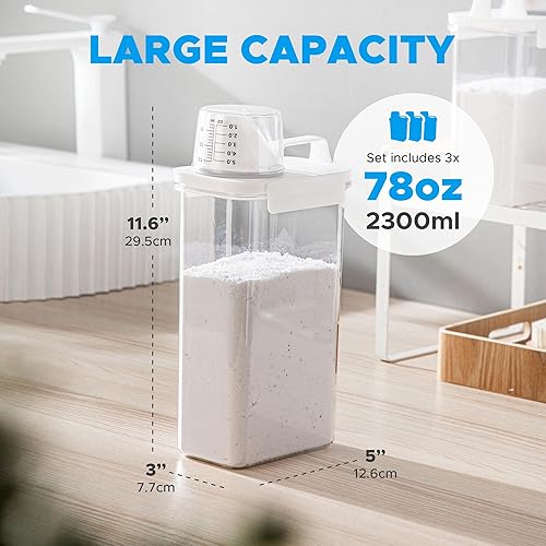 Miniatura 8 de Paquete de 3 Dispensador de detergente líquido para lavandería para organización y almacenamiento, recipientes de jabón de lavandería de gran