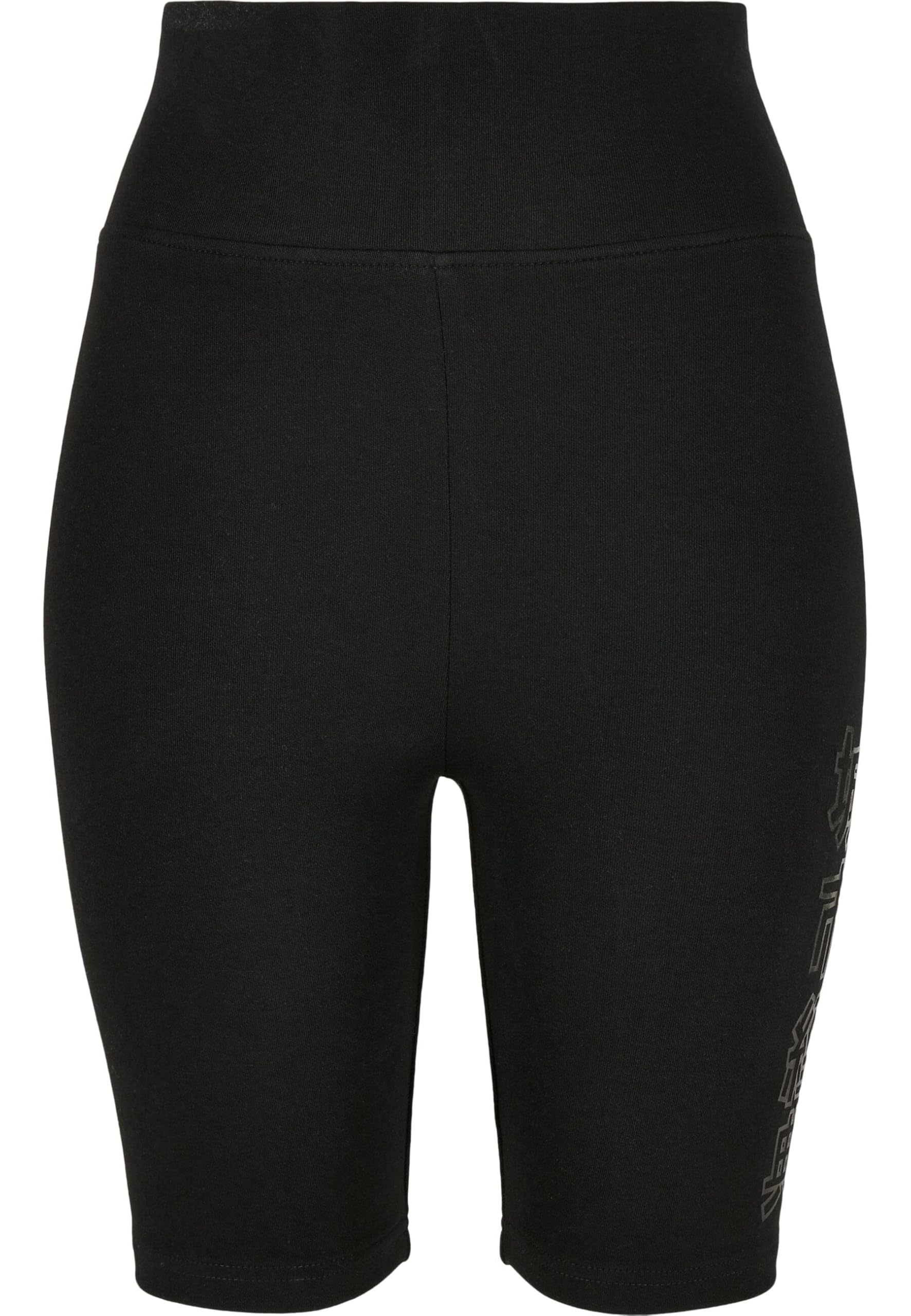 Urban Classics Women's Ladies High Waist Branded Cycle Yoga Shorts, Black Black, XS UK