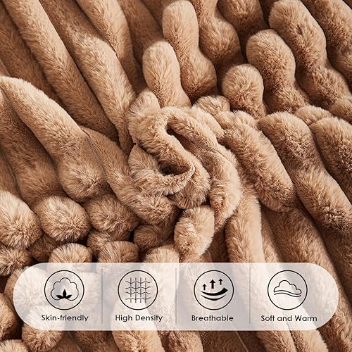 Miniatura 5 de Bildenly Funda de edredón de felpa mullida tamaño Queen, funda de edredón suave de piel sintética mullida, color caqui, funda de edredón de