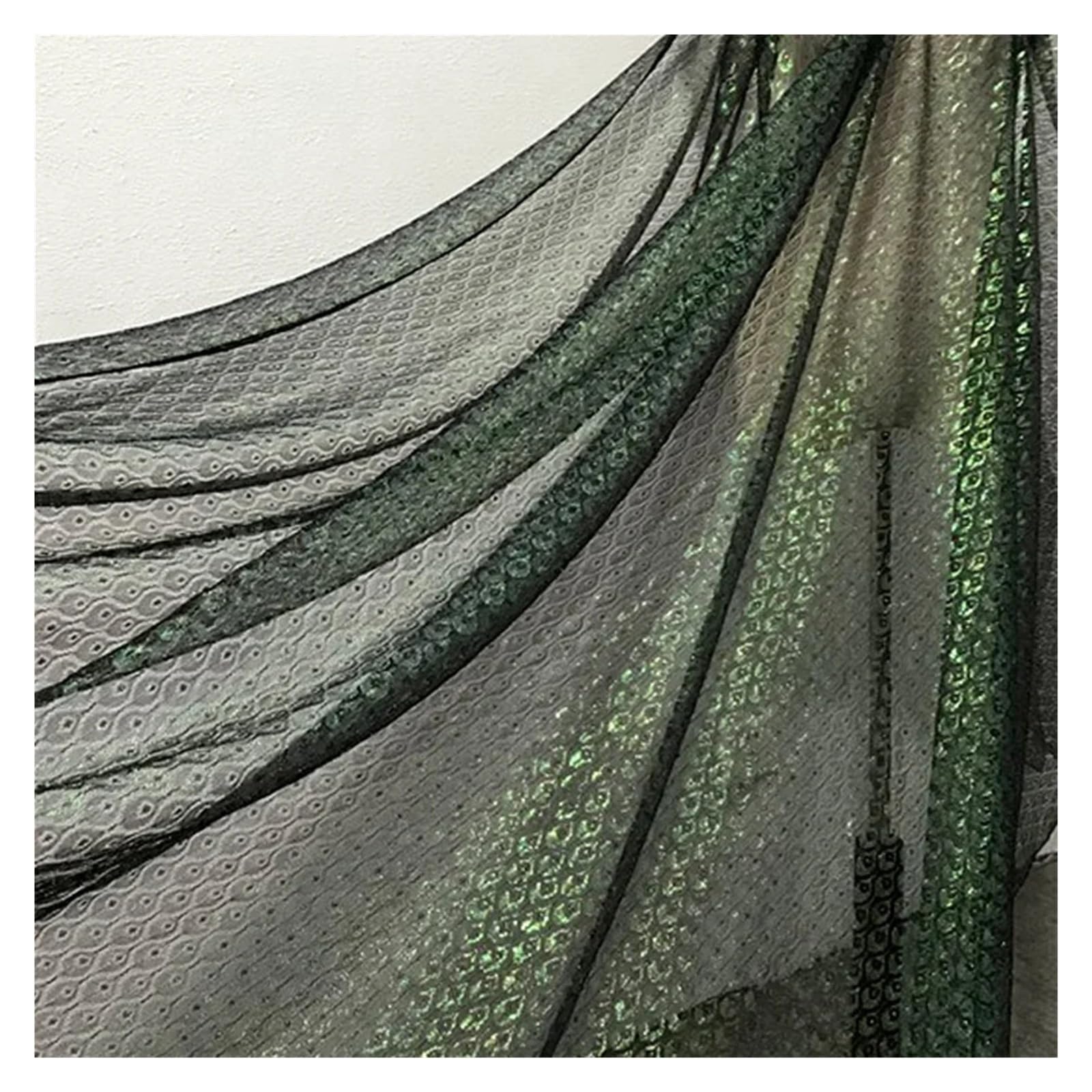 Tüllstoff Tissu en maille de plumes colorées 1 à 10 mètres | Avec perspective évidée dentelle créateur de vêtements faits à la main(Black,Color 4meter)