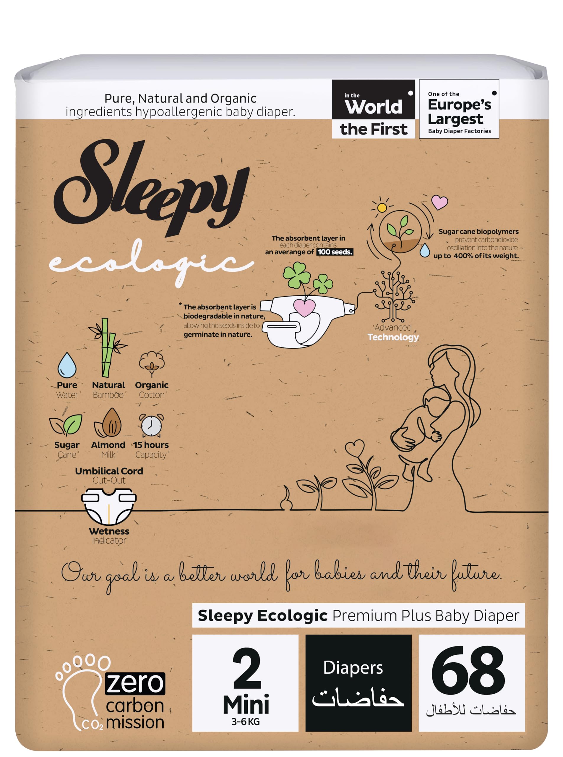 Sleepy Ecologic Ekonomik Paket Bebek Bezi 2 Numara Mini 68 Adet