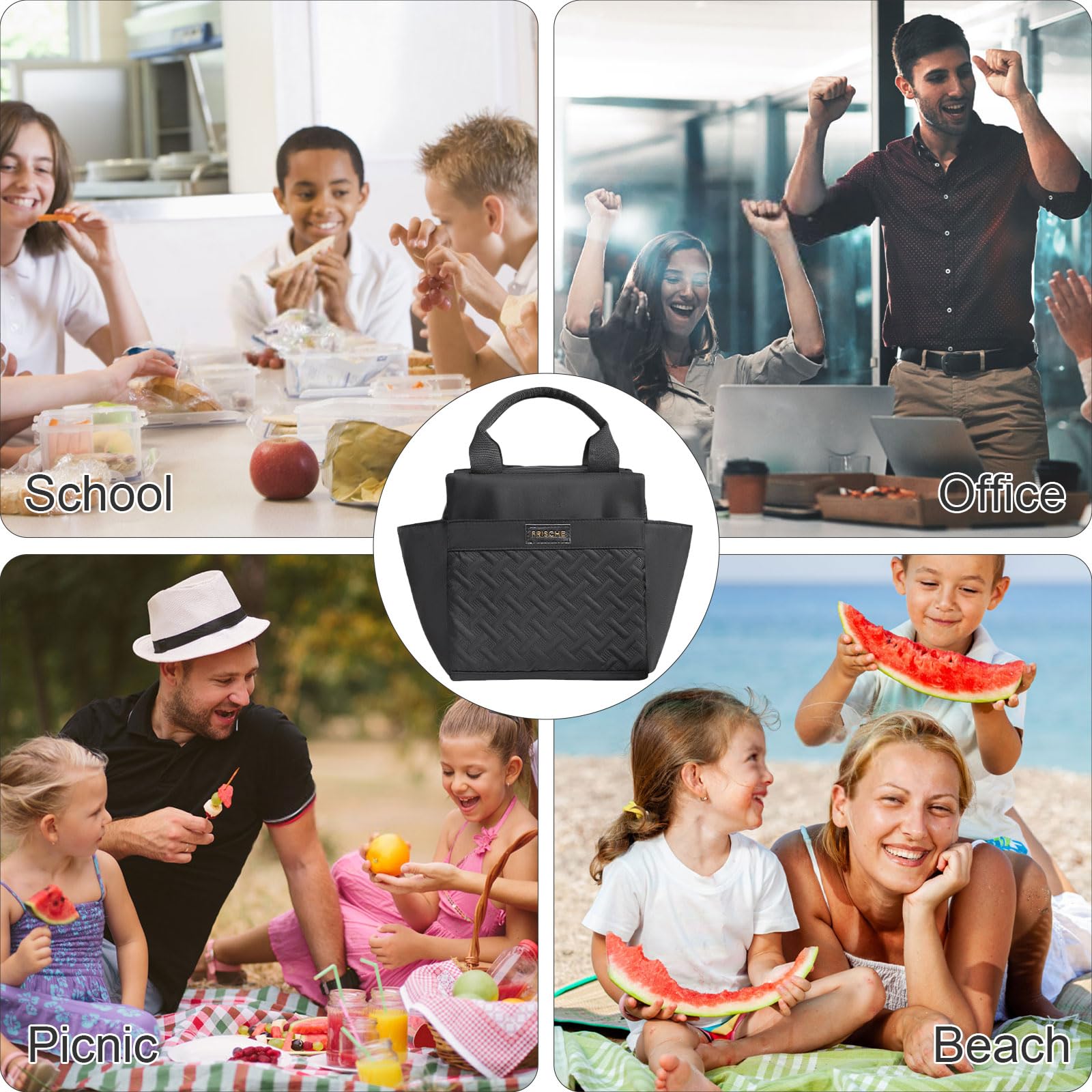 FAVORTALK Lunch Cool Bag for Adults10 L Lunch Bag Tote Bag for Women Insulated Cooler Bag Portable Lunch Box Bag Leak-Proof Lunch Organiser for Men Girls Foods Drinks Picnic Beach Office - Image 4