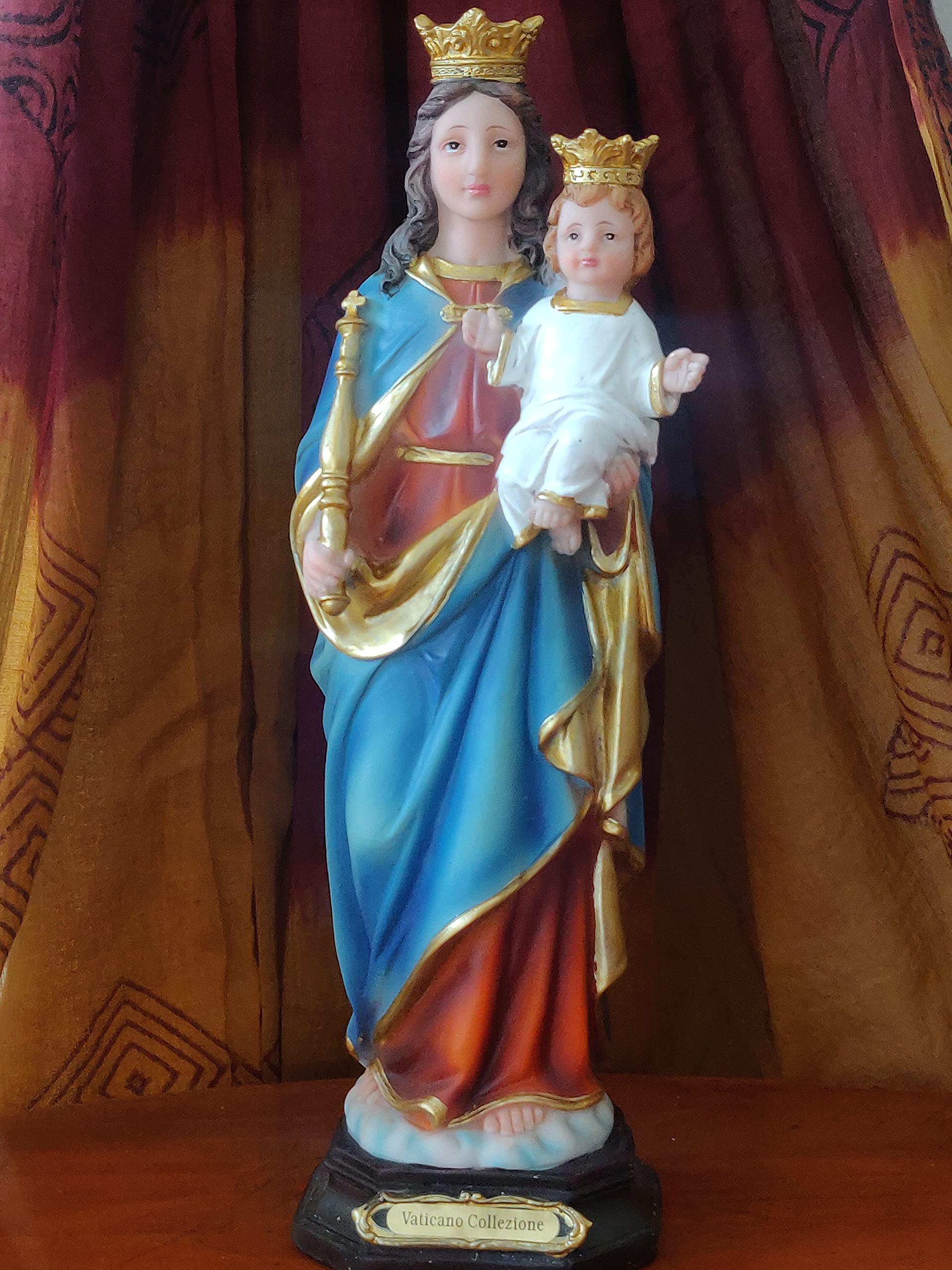 Breeze Handicrafts Poly Resin Statue of Help of Christian Mary Statue Showpiece Mother Mary Statue Blessed Virgin Mary with Child 12 inch Height