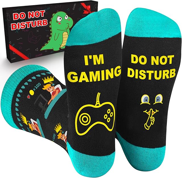 Novelty Gifts for Men Funny Socks, Gamer Socks Stocking Fillers for Teenage Boys Christmas Stocking Birthday Gifts Christmas Gifts for Men Women Children Teen Boys Son Boyfriend Husband Dad